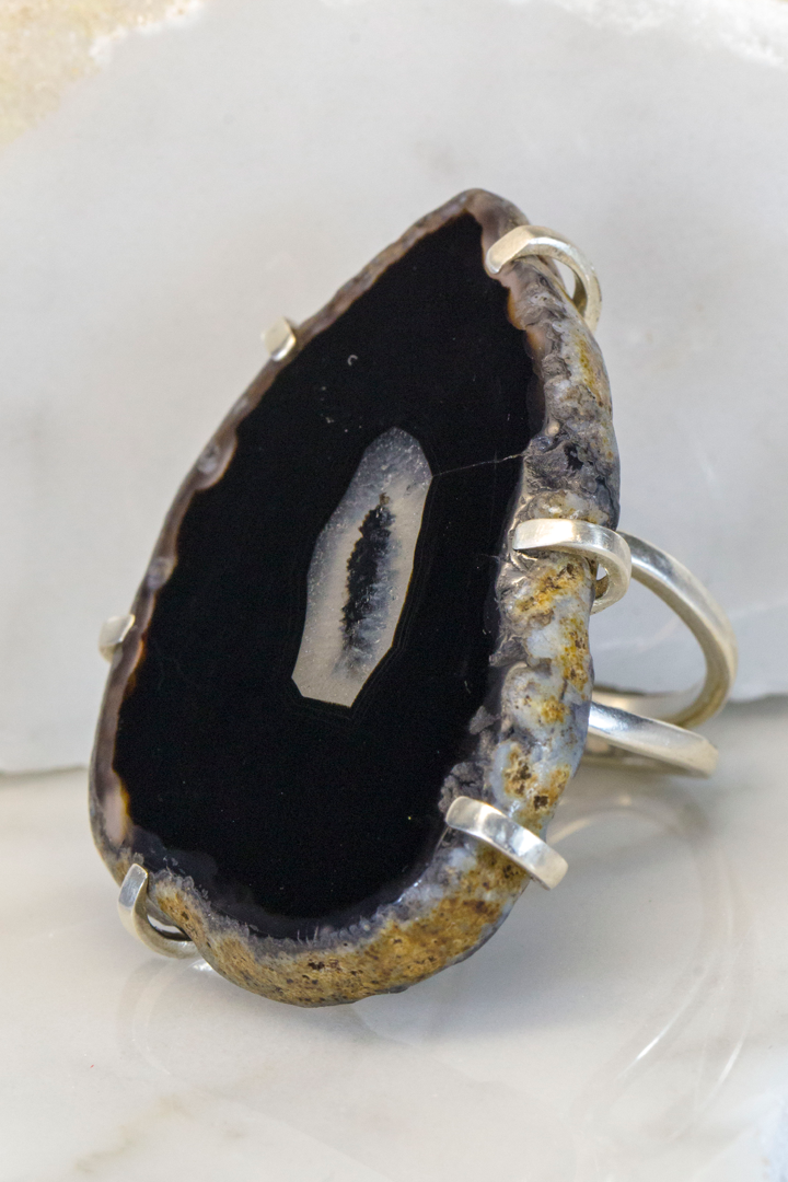 pieza unica anillo ajustable piedra hecho a mano ring 